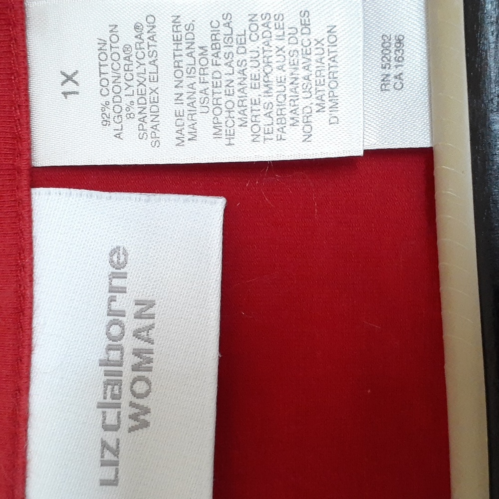 Liz Caiborn womens vintage red heavyweight cotton spandex stretch top 1X - Picture 3 of 5